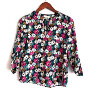 Soprano Fall Floral V Neck 3/4 Sleeve Top